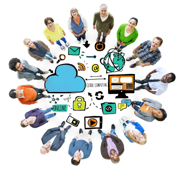 Människor Cloud Computing koncept — Stockfoto