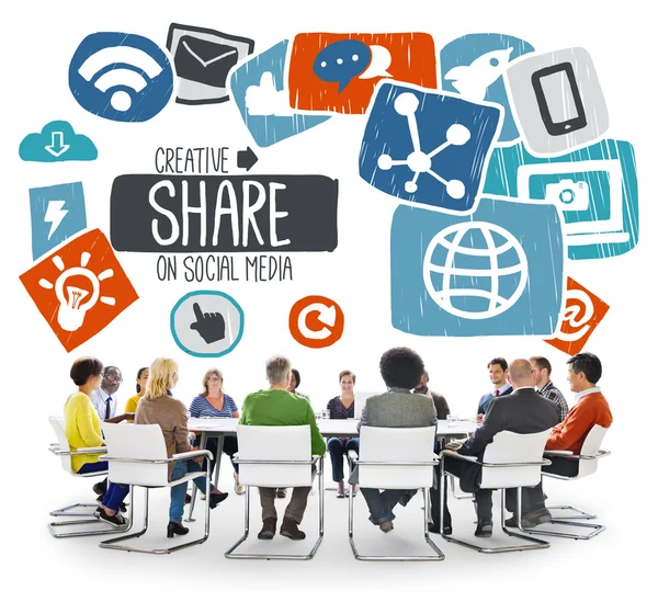 Gente discutiendo sobre Share Concept — Foto de Stock