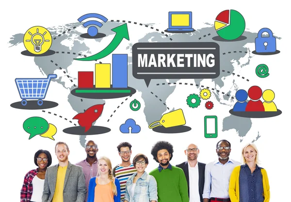 Diversas personas y Marketing Global Concept — Foto de Stock