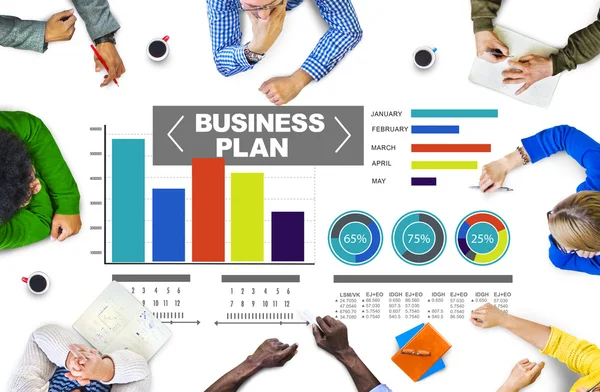 Gráfico de pessoas e plano de negócios — Fotografia de Stock
