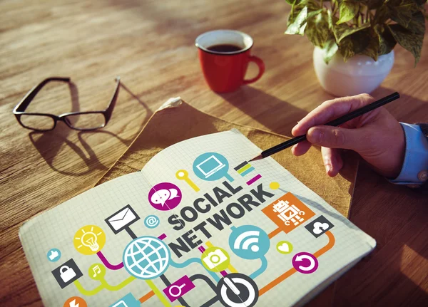 Strategia per la pianificazione aziendale Social Network — Foto Stock