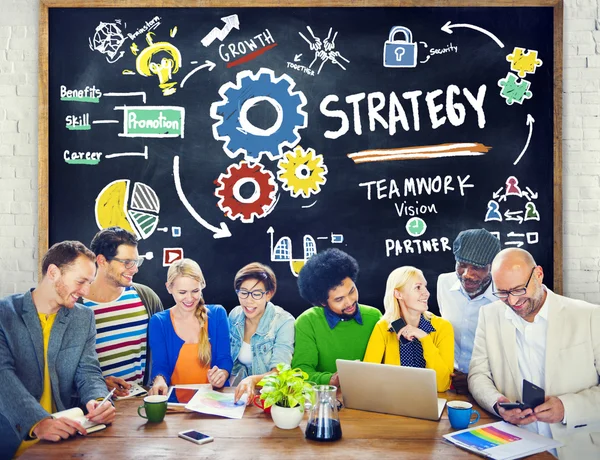 Estrategia Solución Tácticas Trabajo en equipo Concepto — Foto de Stock