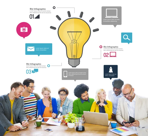 Ideeën inspiratie creativiteit biz infographic innovatieconcept — Stockfoto