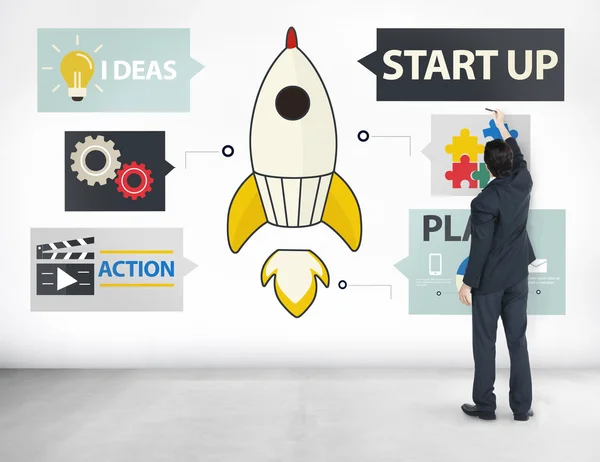Opstarten, innovatie en Team succes Concept — Stockfoto