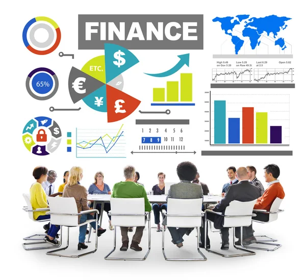Människor och finans stolpdiagram — Stockfoto