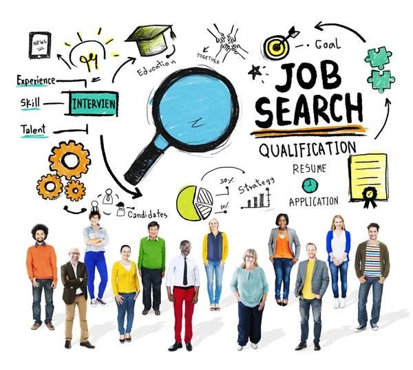 Mensen uit het bedrijfsleven en Job Search Concept — Stockfoto