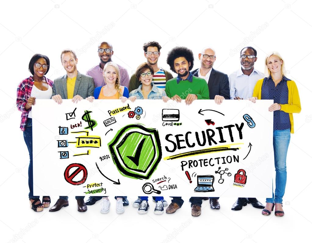 People holding Board Security Concept