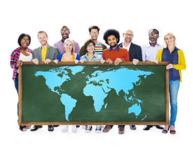 farklı insanlar ve Dünya Haritası