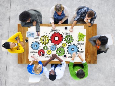 çeşitli kişi ve ekip çalışması kavramı