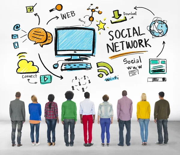 Szociális háló szociális média fogalma — Stock Fotó