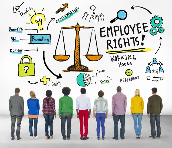 Çalışan hakları istihdam eşitlik insanlara arka görünümü kavramı — Stok fotoğraf