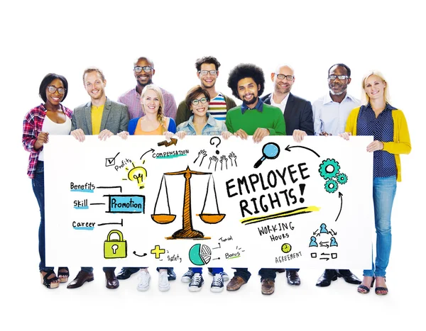 People holding banner with Employee Rights — Stock Photo, Image