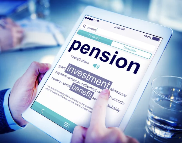 Conceito de negócio de escritório de compensação pensão aposentadoria de renda — Fotografia de Stock