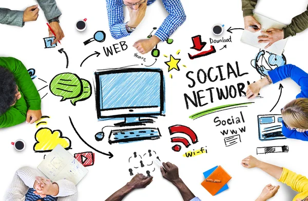 Соціальні мережі соціальних медіа спілкування концепції — стокове фото