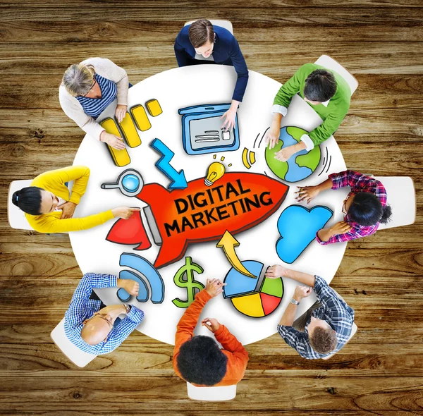 Menschen Teamarbeit digitales Marketing Werbung Technologie inter — Stockfoto