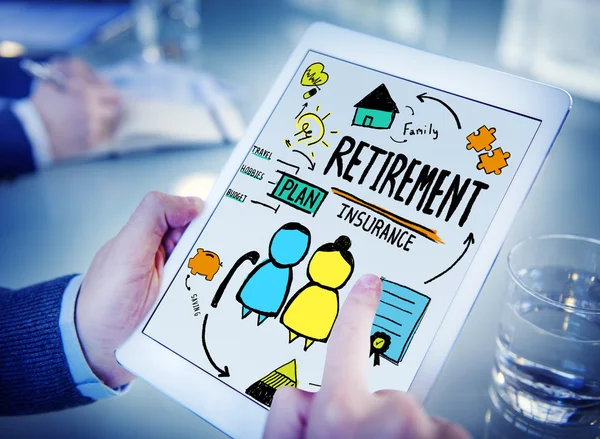 Man using tablet with Retirement Concept — Stock Photo, Image