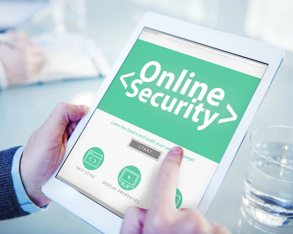 Hands holding tablet with Online Security — Stock Photo, Image