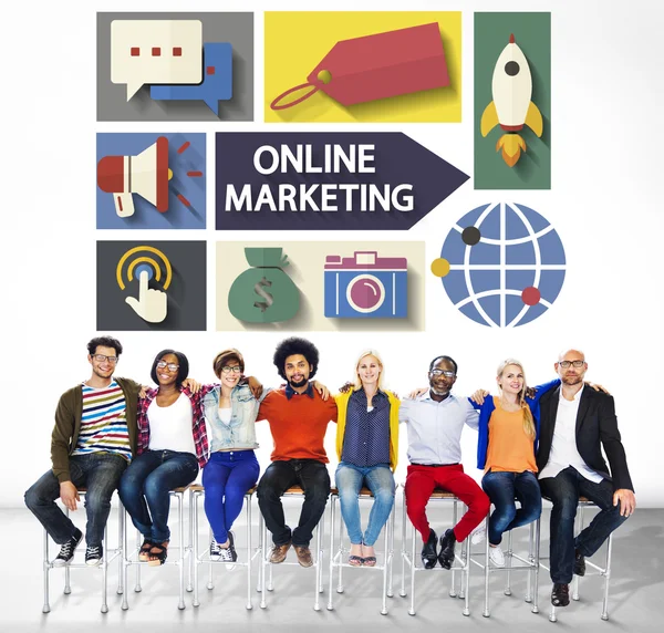Marketingu online marki globalnej komunikacji koncepcja analizy — Zdjęcie stockowe