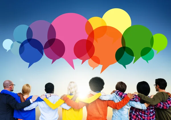 Casual People with speech bubbles — Stock Photo, Image