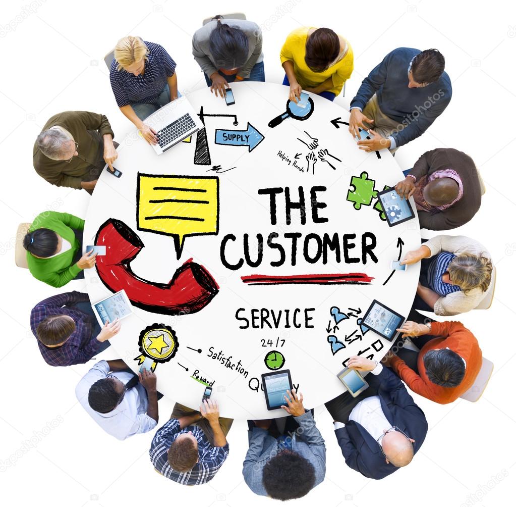 Diverse people and The Customer Service