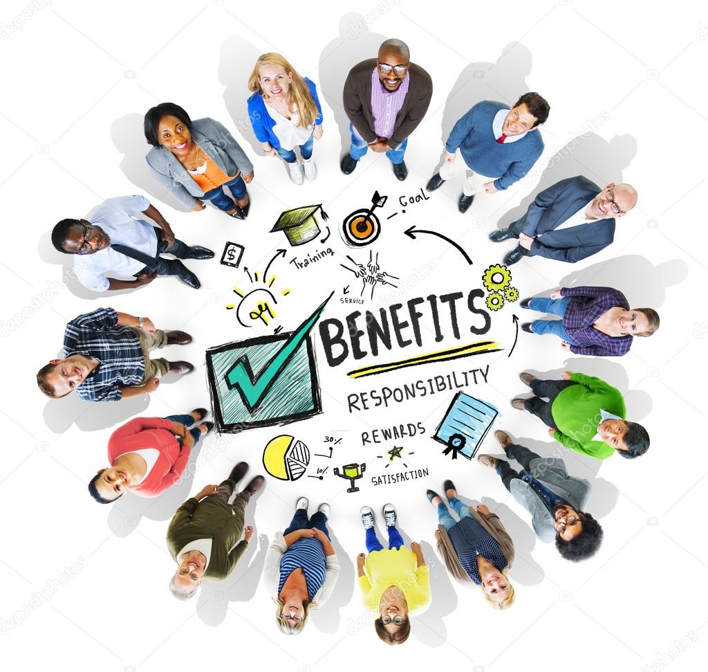 Diverse people around the Benefits Concept