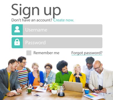 Farklı insanlar ve yukarı işareti kayıt