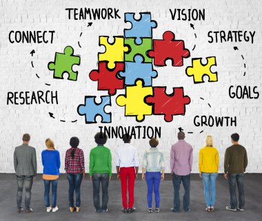 İnsanlar ve ekip çalışması kavramı bulmaca