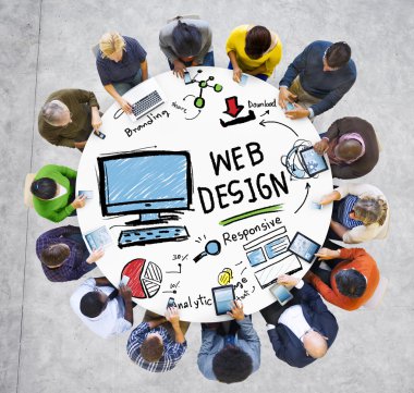 İnsanlar Webdesign kavramı hakkında tartışıyor