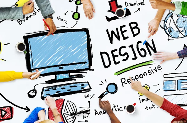 Persone che discutono di Webdesign Concept — Foto Stock