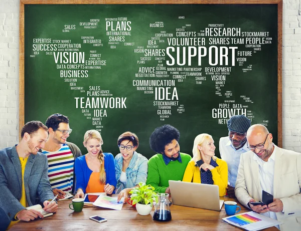 Diverse people discussing about Support — Stock Photo, Image