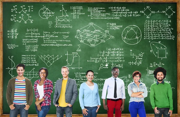 Diverse people and Mathematical Symbols — Stock Photo, Image