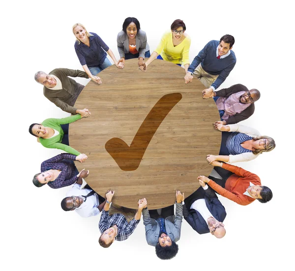 Diverse people and Right Sign — Stock Photo, Image