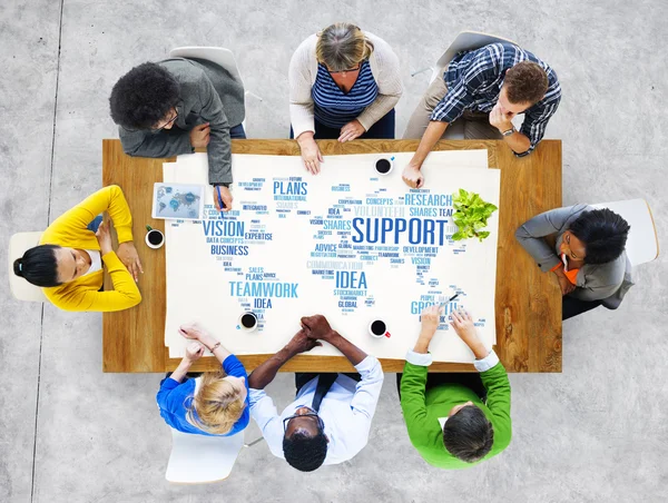 Diverse people discussing about Support — Stock Photo, Image