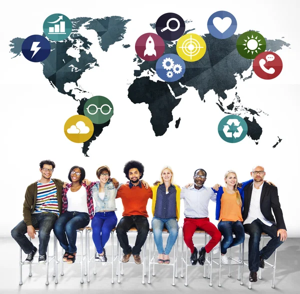 Diverse people and Global Communication — Stock Photo, Image