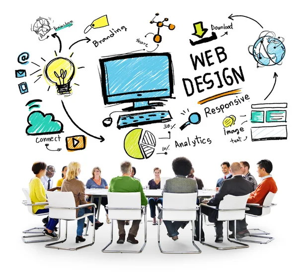 Persone alla riunione su Webdesign — Foto Stock