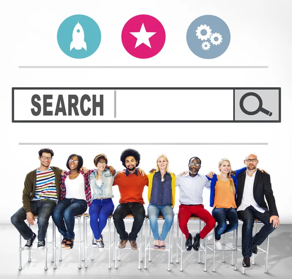 Diverse people and Search Browsing — Stock Photo, Image