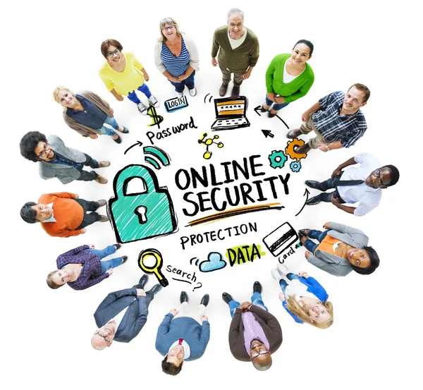 Concepto de personas y seguridad en línea — Foto de Stock
