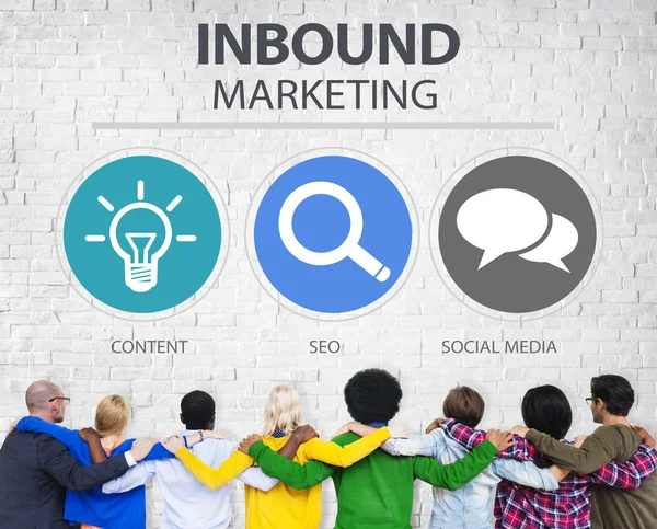 Diverse Personen und Inbound-Marketing-Konzept — Stockfoto