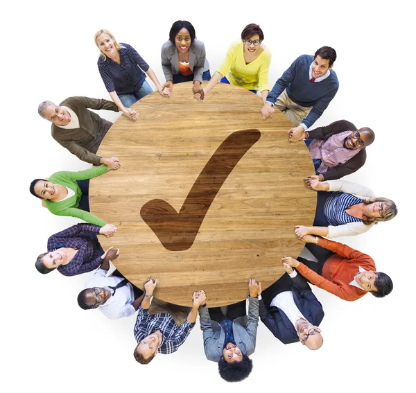 Diverse people and Right Sign — Stock Photo, Image