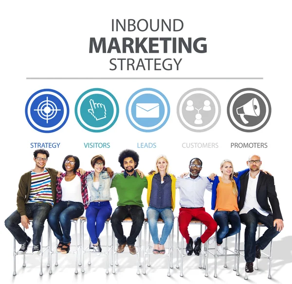 Diversas personas y concepto de Inbound Marketing —  Fotos de Stock