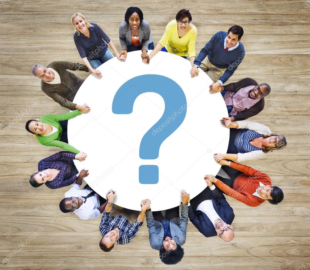 Diverse people and Question Mark