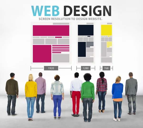 Pessoas diversas e conceito de Web Design — Fotografia de Stock