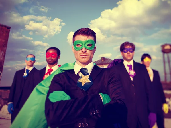 Equipa de super-heróis de empresários — Fotografia de Stock