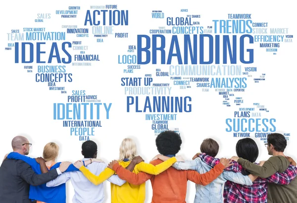 Persone diverse e concetto di branding — Foto Stock