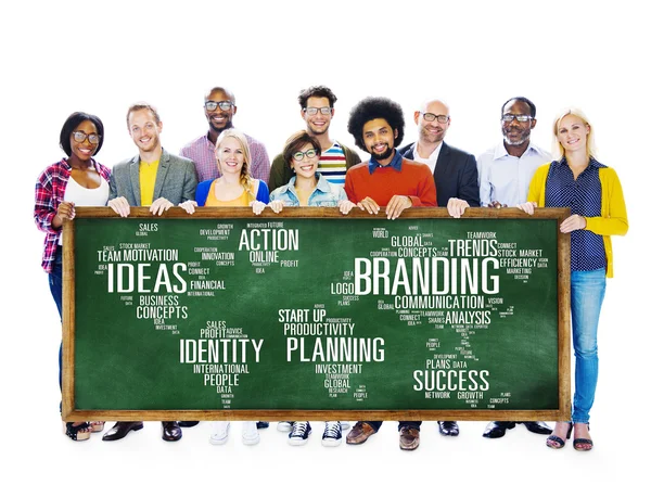 Persone diverse e concetto di branding — Foto Stock