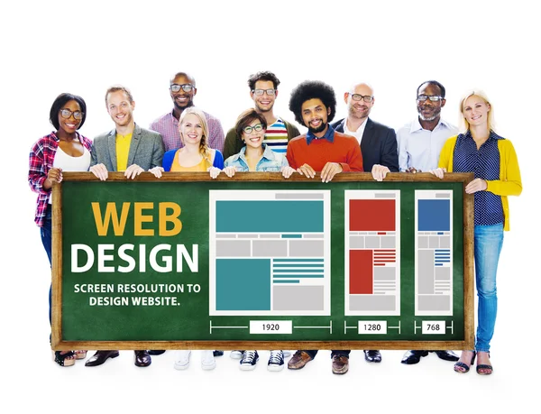 Különféle népek és a webes tervezési koncepció — Stock Fotó