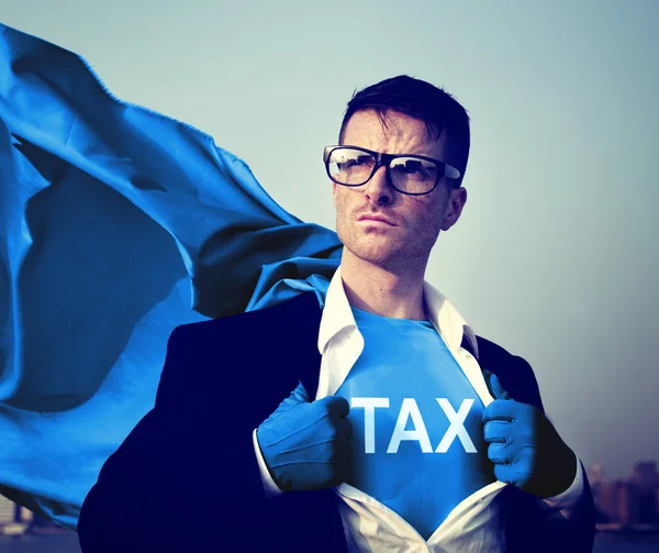 Strong Superhero Businessman Tax — стоковое фото