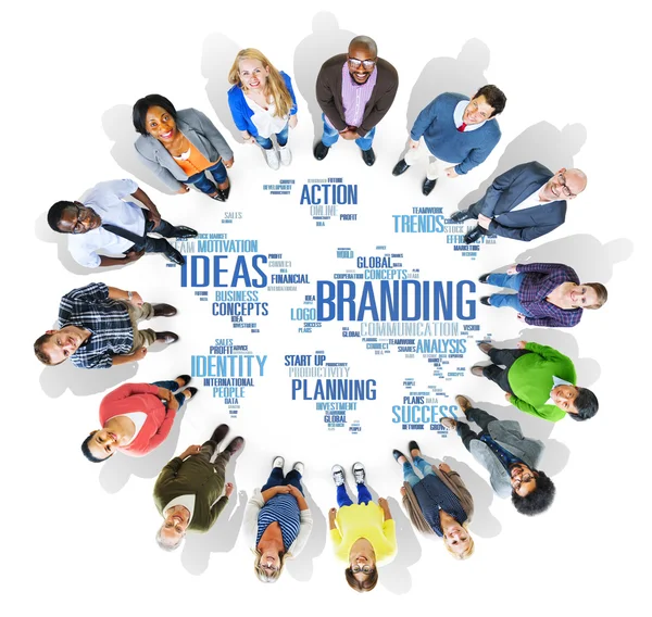 Diverse people discussing about Branding — Stock Photo, Image
