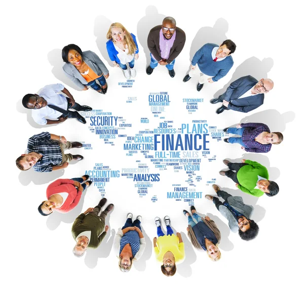 Pessoas diversas e conceito de finanças — Fotografia de Stock