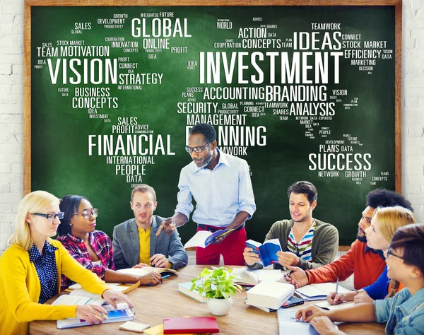 Diverse people discussing about Investment — Stock Photo, Image